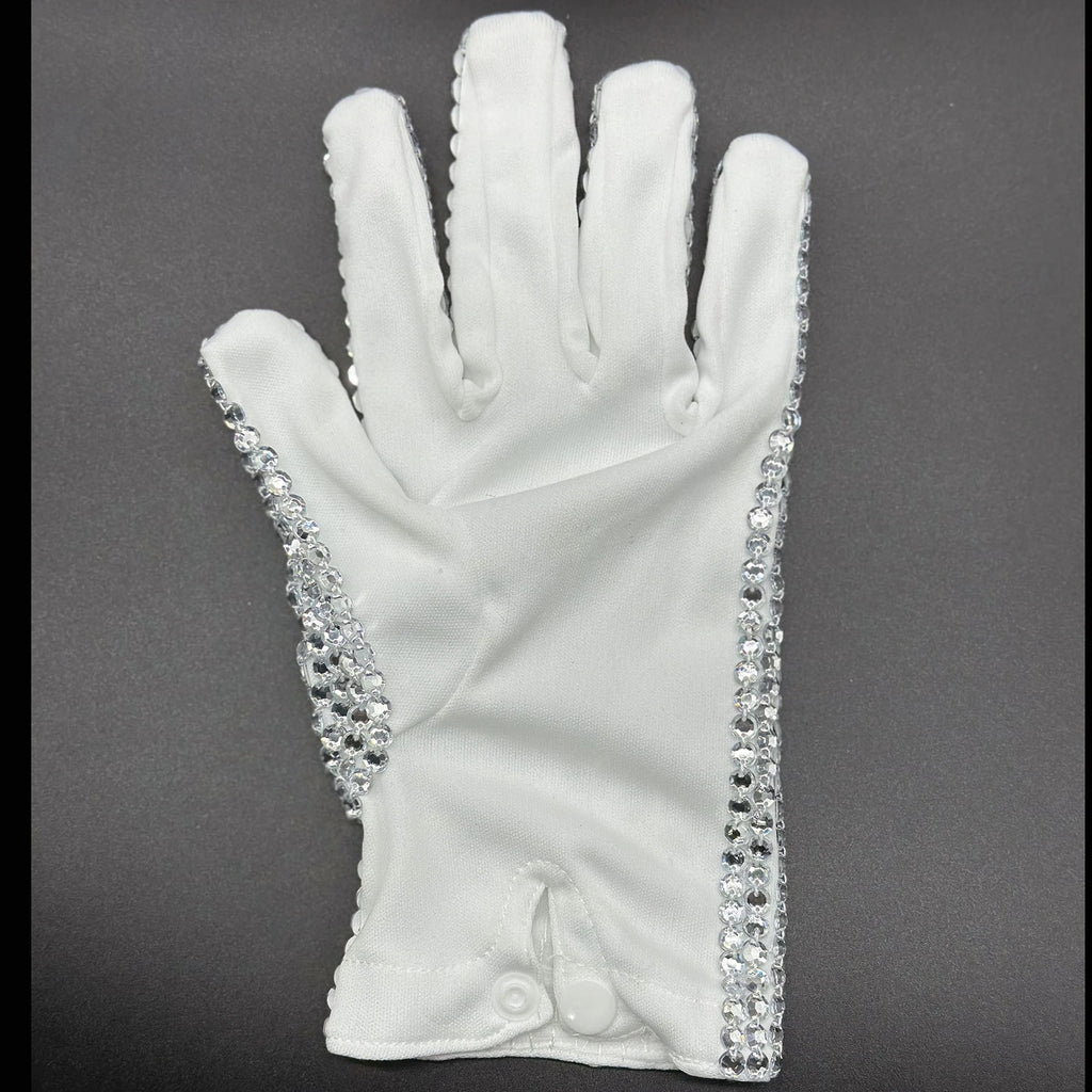 Handmade Glove with Crystals on One Side Michael Jackson Silver Adults Celebrate Impersonator