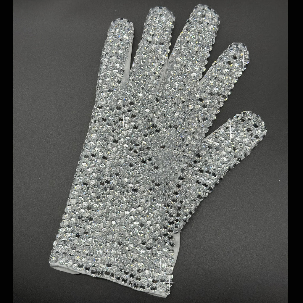 Handmade Glove with Crystals on One Side Michael Jackson Silver Adults Celebrate Impersonator