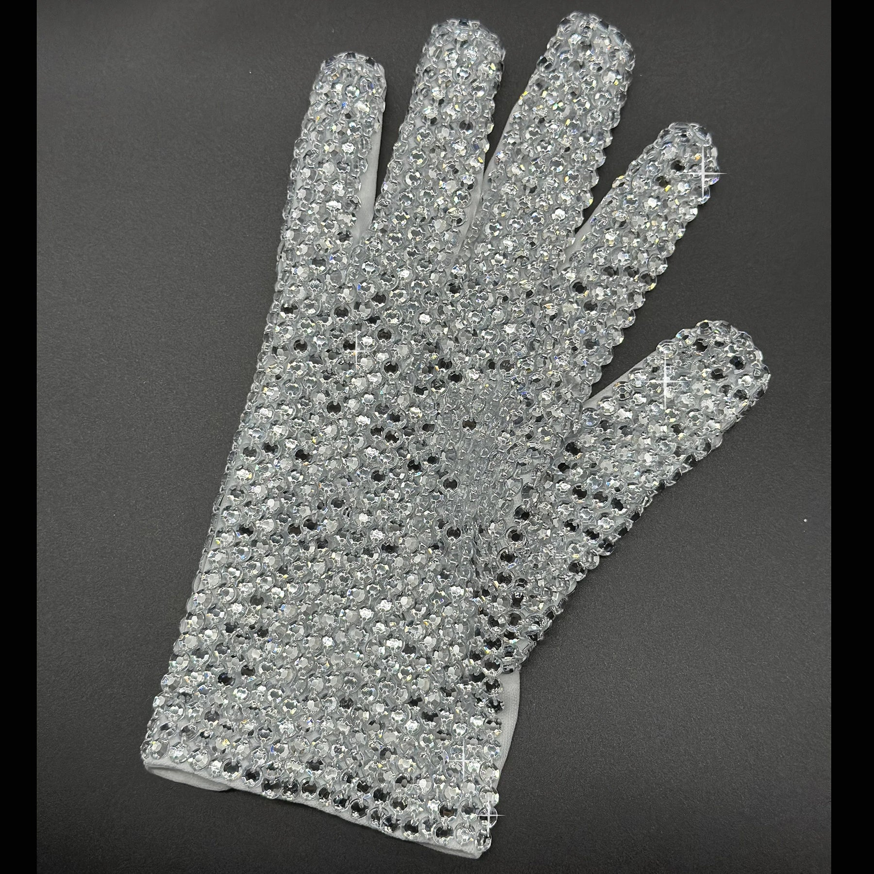 Handmade Glove with Crystals on One Side Michael Jackson Silver Adults Celebrate Impersonator