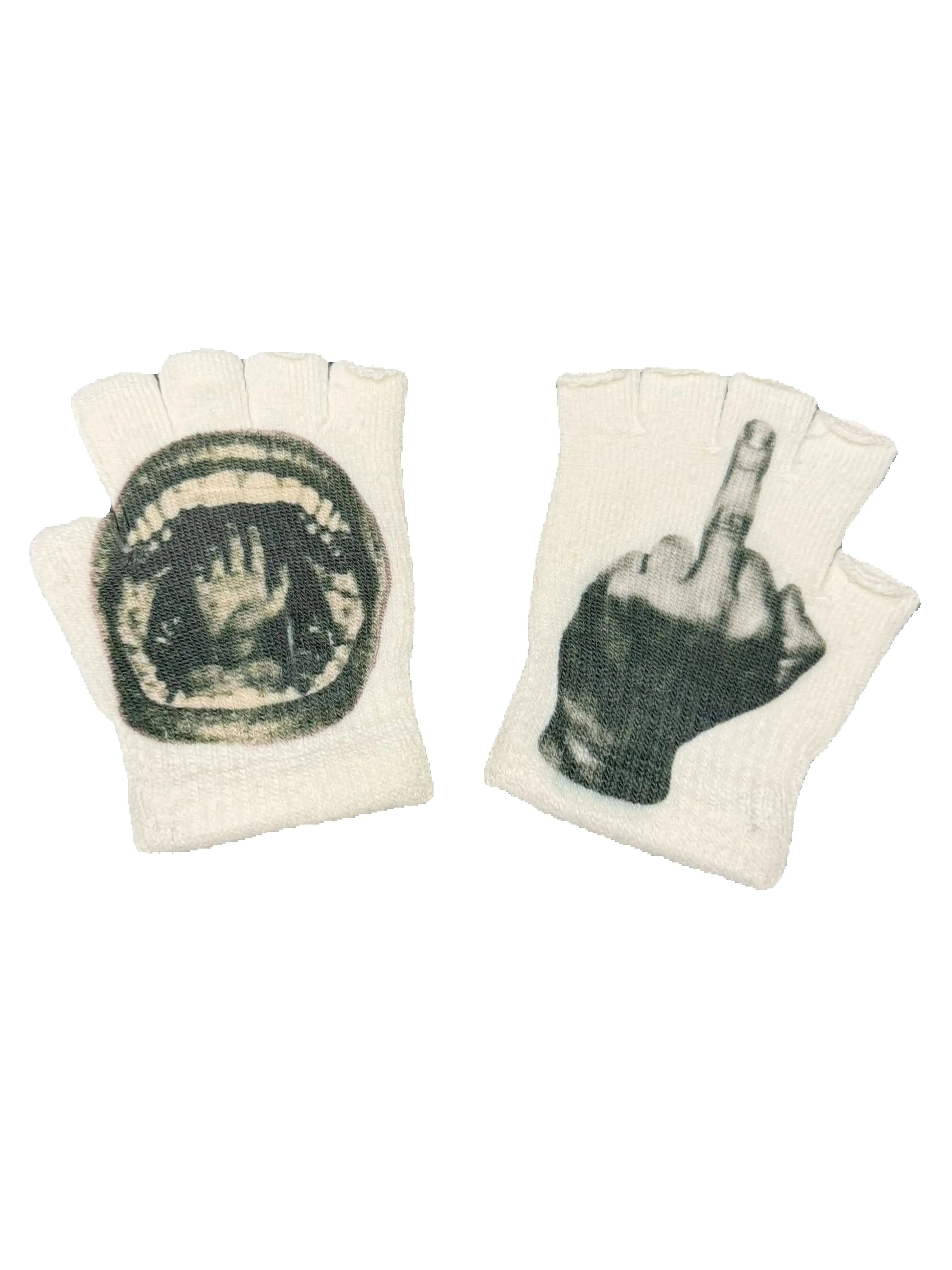 Y2K Retro Printed Fingerless Gloves - High Street Knitted Touchscreen Gloves Ins Trendy Same Style