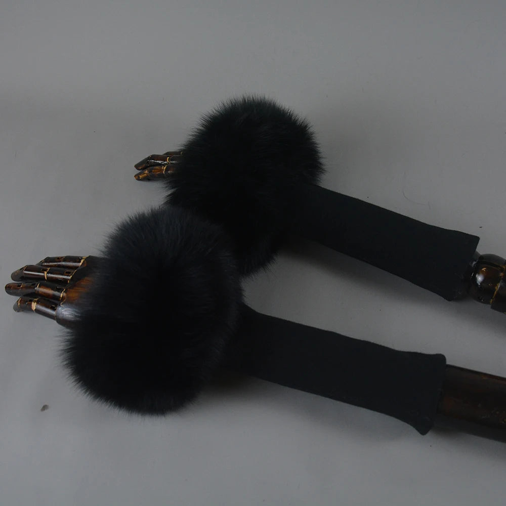 Fox Fur Cuff Arm Warmer Lady Bracelet Real Fur Wristband Glove High Quality Fox fur Cuffs Hot Sale Wrist Warmer