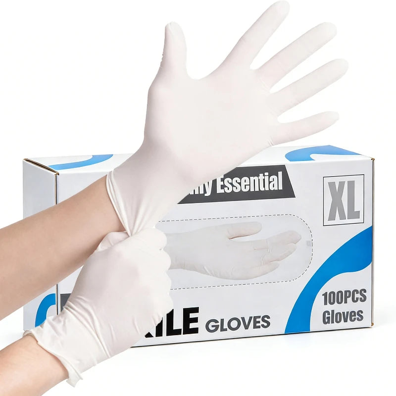10/50/100PCS White Disposable Nitrile Gloves Waterproof Cleaning Gloves Household Cleaning Vehicle Maintenance Tattoo Tools
