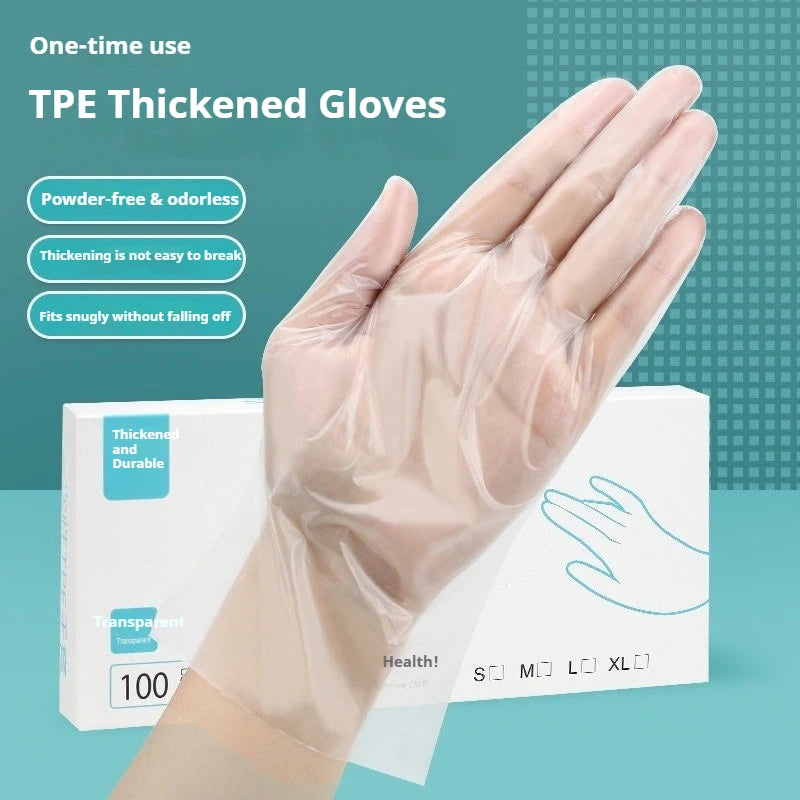 Disposable Food Grade TPE Wear-resistant Waterproof PVC Transparent Film Kitchen, Catering, Household Gloves, Finger Gloves
