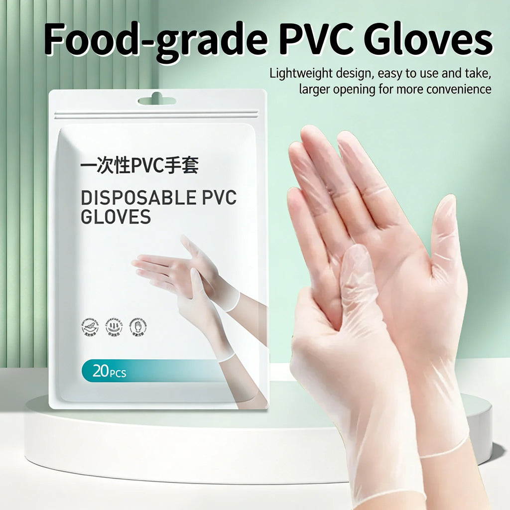 Disposable PVC Gloves Waterproof Oil-Proof Transparent Gloves for Kitchen Cleaning Catering Food Handling Household Daily Use