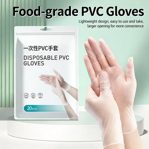 Disposable PVC Gloves Waterproof Oil-Proof Transparent Gloves for Kitchen Cleaning Catering Food Handling Household Daily Use