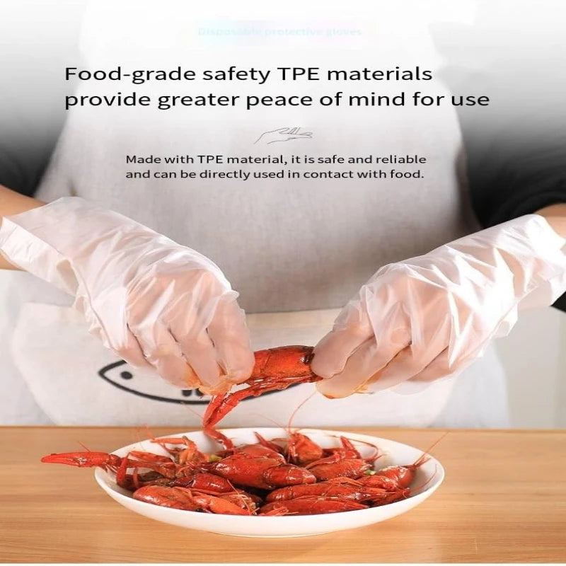 Disposable Food Grade TPE Wear-resistant Waterproof PVC Transparent Film Kitchen, Catering, Household Gloves, Finger Gloves